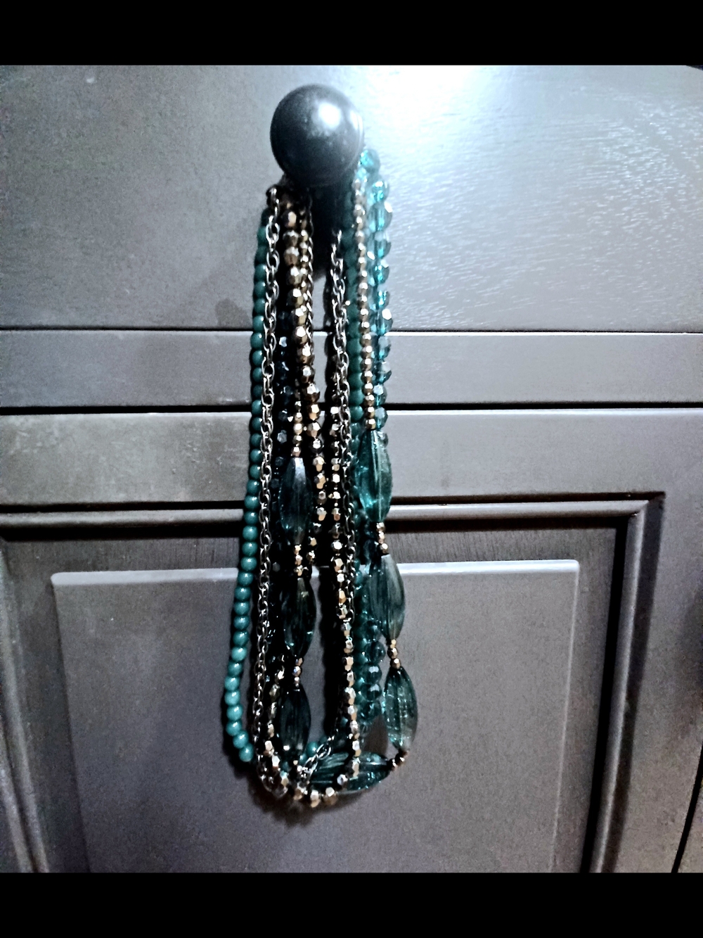 TEAL MULTI-STRAND BEADED NECKLACE - WOMEN'S FASHION JEWELRY